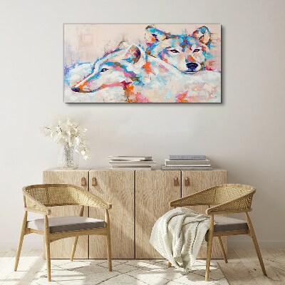 Vászonkép Színes farkasok pasztell tónusokkal