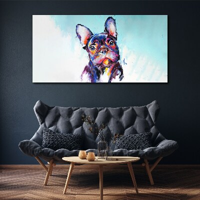 Vászonkép Színes portré egy francia bulldogról
