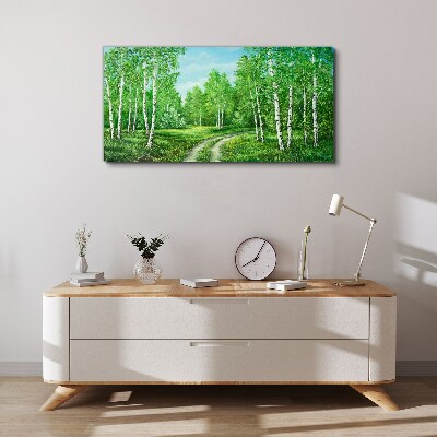 Vászonkép Zöld erdő fehér nyírfákkal