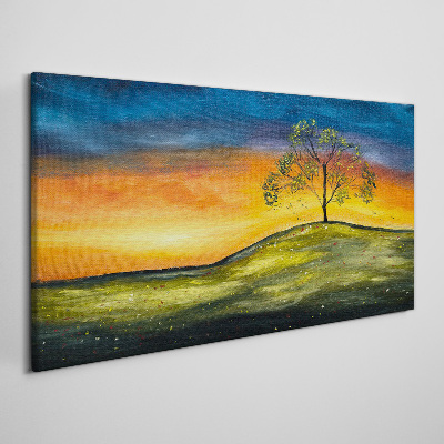 Vászonkép Arany óra a domb fölött