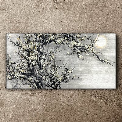 Vászonkép Virágzó ág monokróm tónusban