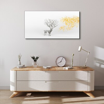 Vászonkép Fa és szarvas a szélben