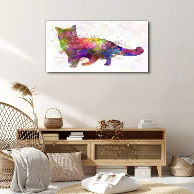 Vászonkép Színes macska akvarell stílusban