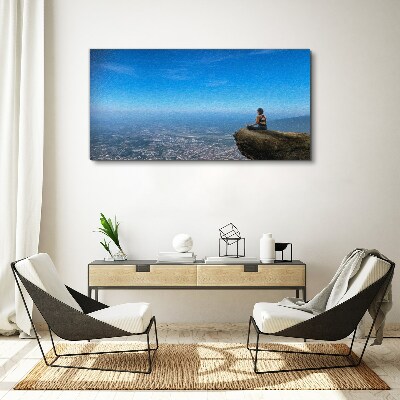 Vászonkép Meditáció a hegy tetején