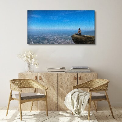 Vászonkép Meditáció a hegy tetején