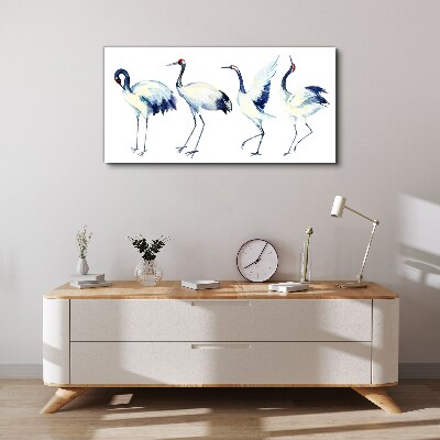 Vászonkép Táncoló daruk akvarellben