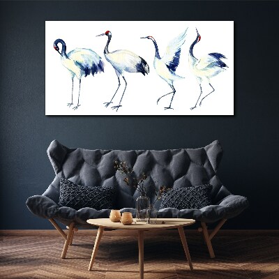 Vászonkép Táncoló daruk akvarellben
