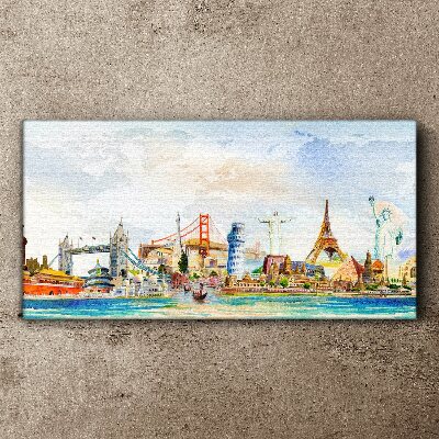 Vászonkép A világ ikonjai színekben