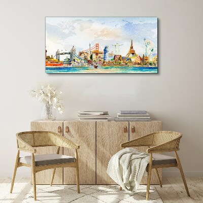 Vászonkép A világ ikonjai színekben