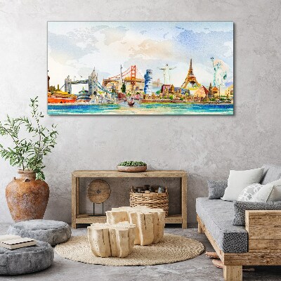 Vászonkép A világ ikonjai színekben