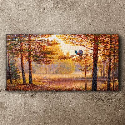 Vászonkép Őszi táj madarakkal