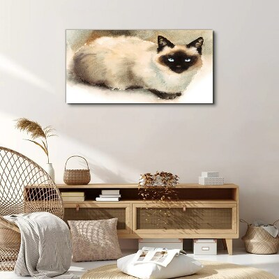 Vászonkép Sziámi macska lágy akvarellekkel