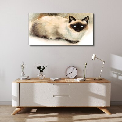 Vászonkép Sziámi macska lágy akvarellekkel