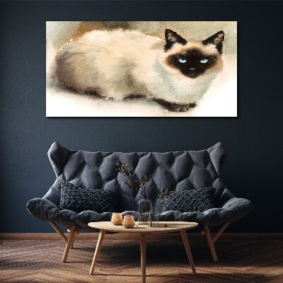 Vászonkép Sziámi macska lágy akvarellekkel
