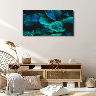 Vászonkép Zöld levelek mély árnyékban