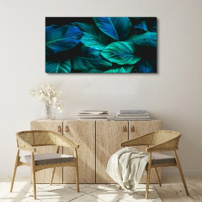 Vászonkép Zöld levelek mély árnyékban