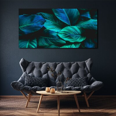 Vászonkép Zöld levelek mély árnyékban