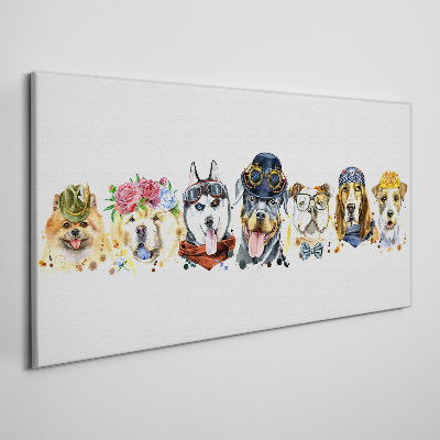 Vászonkép Kutyák divatos kiegészítőkben