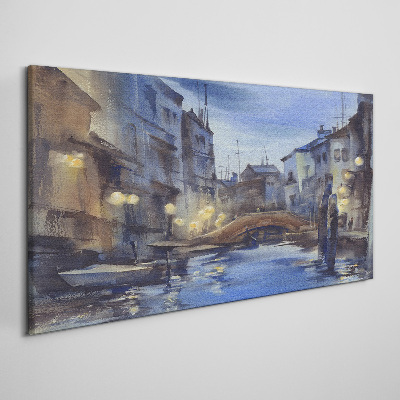 Vászonkép Esti táj a víz felett