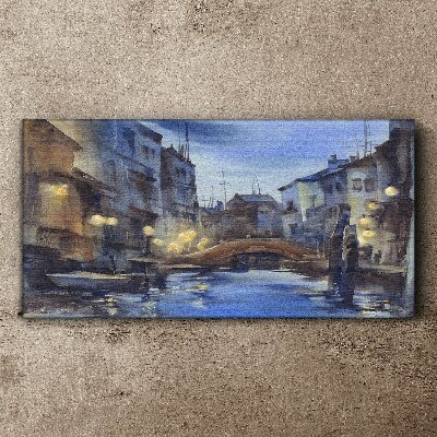 Vászonkép Esti táj a víz felett