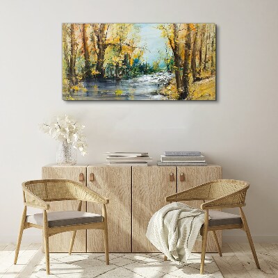 Vászonkép Őszi táj a folyó mellett