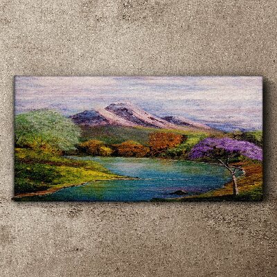 Vászonkép Hegyi táj egy tóval