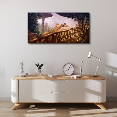 Vászonkép Találkozás zsiráfokkal az állatkertben