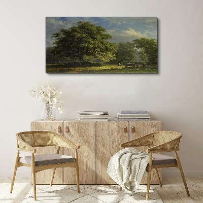 Vászonkép Békés táj egy fával