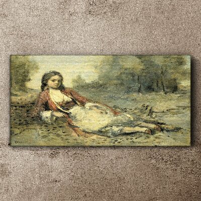 Vászonkép Egy fekvő lány portréja