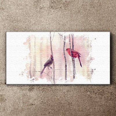 Vászonkép Madarak a téli erdőben