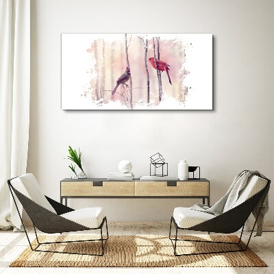 Vászonkép Madarak a téli erdőben