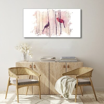 Vászonkép Madarak a téli erdőben