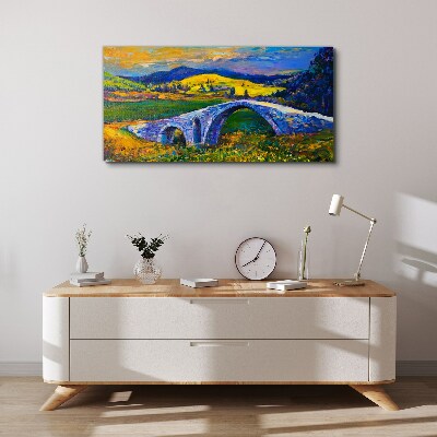 Vászonkép Szivárványhíd festői tájon