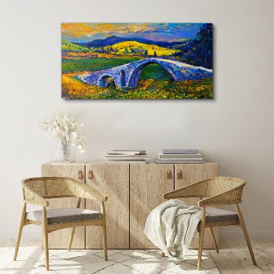 Vászonkép Szivárványhíd festői tájon