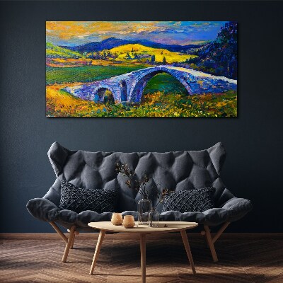 Vászonkép Szivárványhíd festői tájon