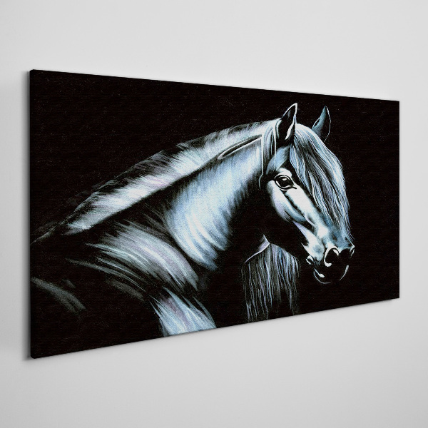 Vászonkép Egy sötét ló a fény izzásában