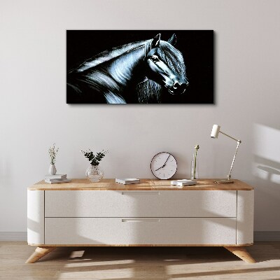 Vászonkép Egy sötét ló a fény izzásában
