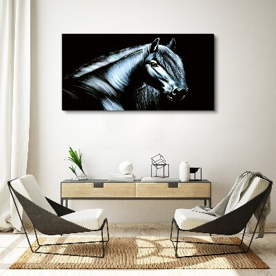 Vászonkép Egy sötét ló a fény izzásában
