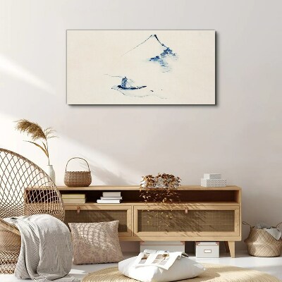 Vászonkép Békés hegyi táj csónakkal