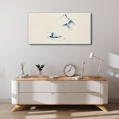 Vászonkép Békés hegyi táj csónakkal