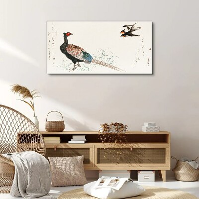 Vászonkép Pávatánc a tavaszi tájban