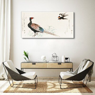 Vászonkép Pávatánc a tavaszi tájban