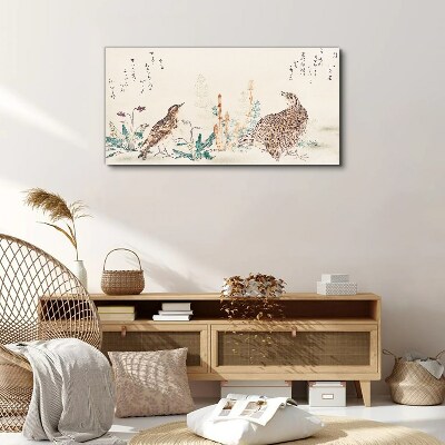 Vászonkép Madarak a növényzet hátterében