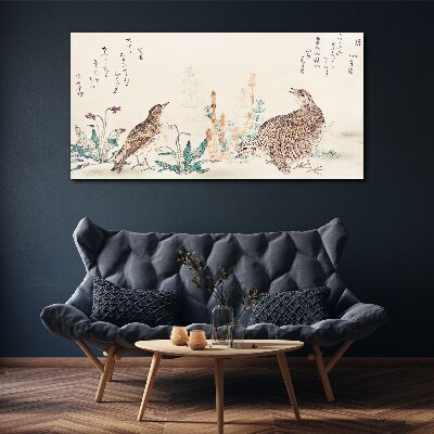 Vászonkép Madarak a növényzet hátterében