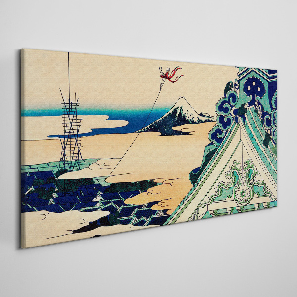 Vászonkép Téli táj sárkányral