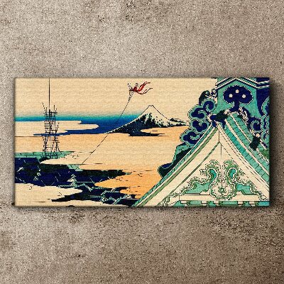 Vászonkép Téli táj sárkányral