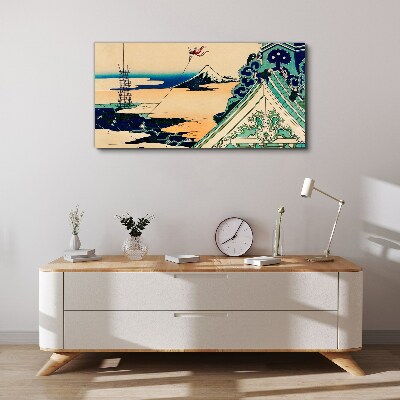 Vászonkép Téli táj sárkányral