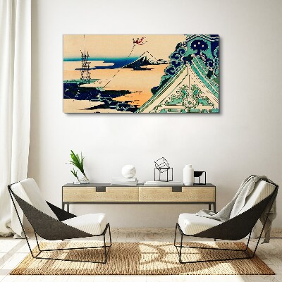 Vászonkép Téli táj sárkányral