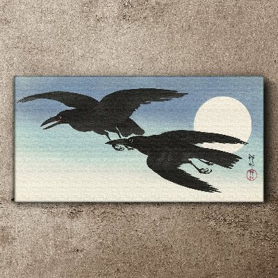 Vászonkép Fekete varjak repülés közben