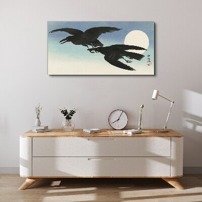 Vászonkép Fekete varjak repülés közben